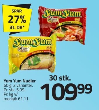 Fleggaard Yum Yum Nudler 60 g. 2 varianter. tilbud