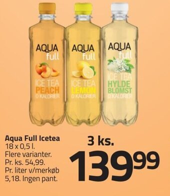 Fleggaard Aqua Full Icetea 18 x 0,5 l. Flere varianter. tilbud