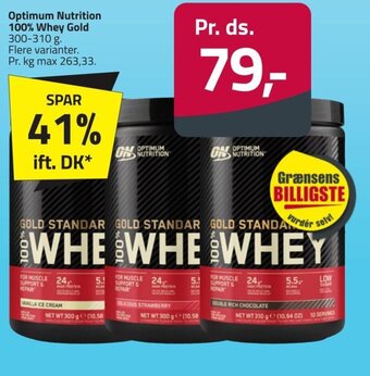 Fleggaard Optimum Nutrition 100% Whey Gold 300-310 g. Flere varianter tilbud