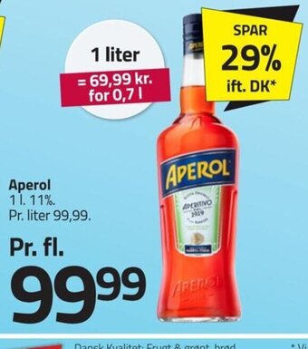 Fleggaard Aperol 1L.11%. tilbud