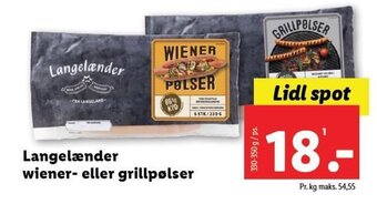 Lidl Langelænder wiener- eller grillpølser tilbud