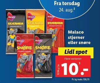 Lidl Malaco stjerner eller snøre tilbud