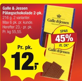 Galle & jessen pålægschokolade mælk