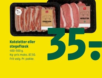 Coop 365 Koteletter eller stegeflæsk 400-500 g. tilbud