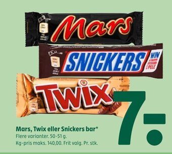 Coop 365 Mars, Twix eller Snickers bar* tilbud