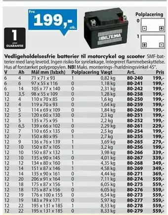 Vedligeholdelsesfrie batterier til motorcykel og scooter