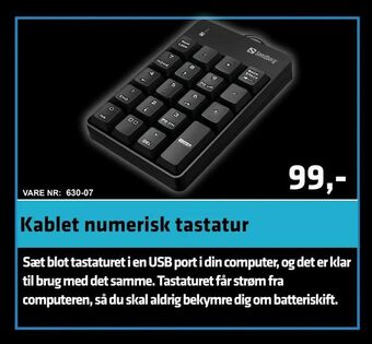 Kablet numerisk tastatur