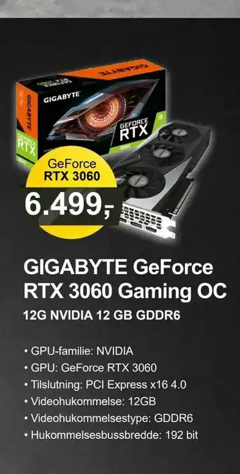 LabTech Data GIGABYTE GeForce RTX 3060 Gaming OC tilbud