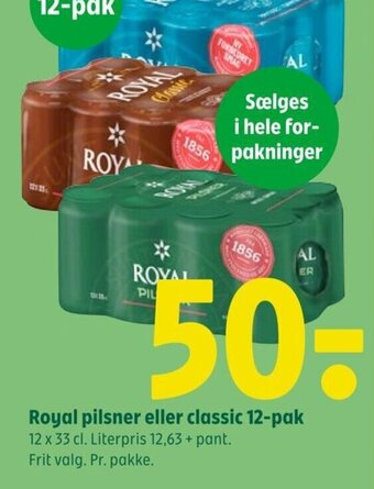 Royal pilsner eller classic 12-pak