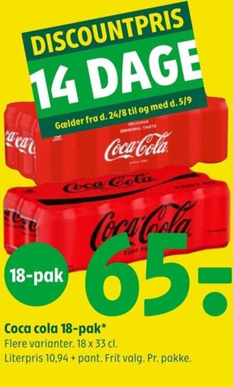 Coop 365 Coca cola 18-pak* Flere varianter. tilbud