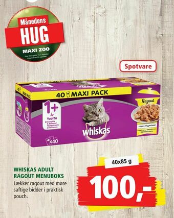Maxi Zoo Whiskas adult ragout menuboks tilbud
