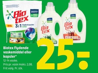 Coop 365 Biotex flydende vaskemiddel eller kapsler* tilbud