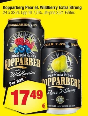 Calle Kopparberg Pear el. Wildberry Extra Strong tilbud