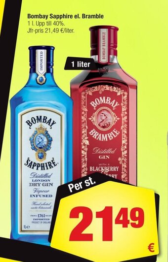 Calle Bombay Sapphire el. Bramble 1 L tilbud