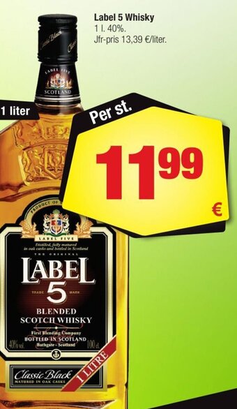 Calle Label 5 Whisky 1 L. 40%. tilbud
