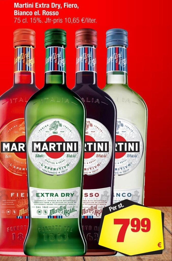 Martini Extra Dry, Fiero, Bianco el. Rosso tilbud hos Calle