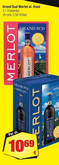 Grand Sud Merlot el. Rosé 3l. Frankrike