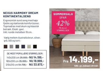 Drømmeland Nexus harmony dream kontinentalseng tilbud