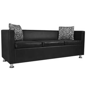 Sofa 3-pers. kunstlæder sort