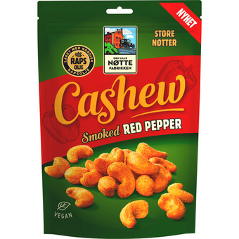 Motatos Den lille nøttefabrikken | 2 x cashew røget m. rød peberfrugt vegansk | slik & snacks > nødder & naturslik tilbud