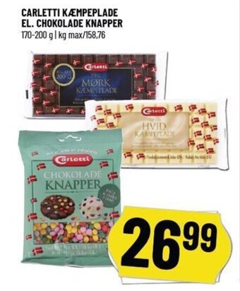 Løvbjerg CARLETTI KÆMPEPLADE EL. CHOKOLADE KNAPPER tilbud