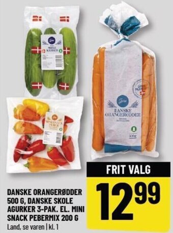 Løvbjerg DANSKE ORANGERØDDER 500 G, DANSKE SKOLE AGURKER 3-PAK. EL. MINI SNACK PEBERMIX 200 G Land, se varen | kl. 1 tilbud