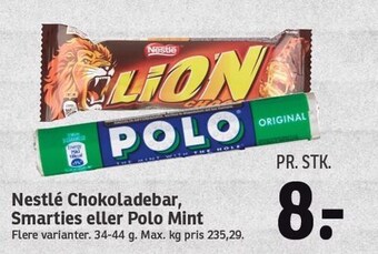 SPAR Nestlé chokoladebar, smarties eller polo mint tilbud