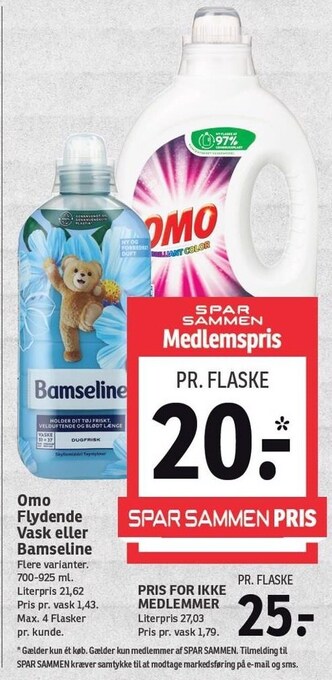 Omo flydende vask eller bamseline