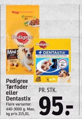 SPAR Pedigree tørfoder eller dentastix tilbud