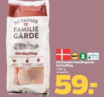 Netto De Danske Familiegårde hel kylling 1350 g. tilbud