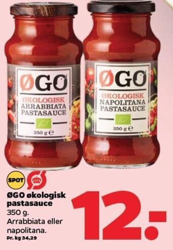 Netto ØGO økologisk pastasauce 350 g. tilbud