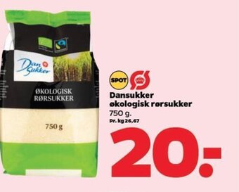 Netto Dansukker økologisk rørsukker 750 g. tilbud