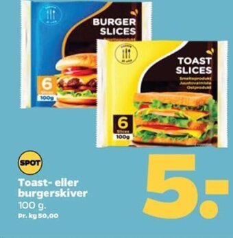 Netto Toast- eller burgerskiver 100 g. tilbud
