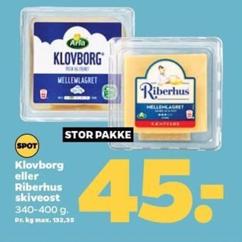 Netto Klovborg eller Riberhus skiveost tilbud