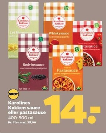 Netto Karolines Køkken sauce eller pastasauce 400-500 ml. tilbud