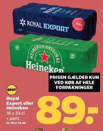 Netto Royal Export eller Heineken tilbud