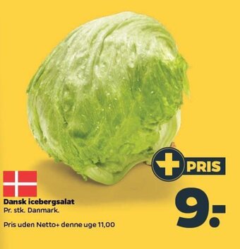Netto Dansk icebergsalat Pr. stk. Danmark. tilbud
