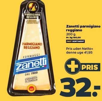 Netto Zanetti parmigiano reggiano 200 g. tilbud