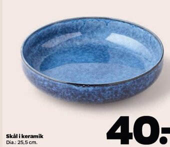 Netto Skål i keramik Dia.: 25,5 cm. tilbud