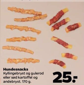 Netto Hundesnacks Kyllingebryst og gulerod eller sød kartoffel og andebryst. 170 g. tilbud