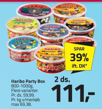Fleggaard Haribo party box. tilbud