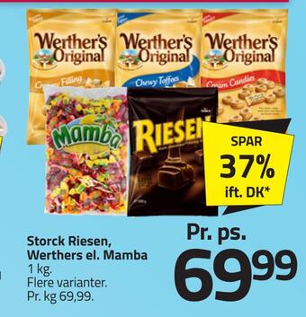 Fleggaard Storck riesen, werthers el. mamba tilbud