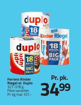 Fleggaard Ferrero kinder riegel el. duplo tilbud
