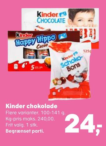 Kvickly Kinder chokolade tilbud