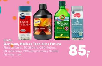 Kvickly Livol, gerimax, møllers tran eller futura tilbud