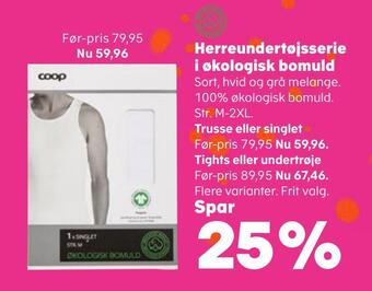 Kvickly Herreundertøjsserie i økologisk bomuld tilbud