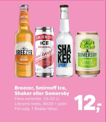 SuperBrugsen Breezer, smirnoff ice, shaker eller somersby tilbud