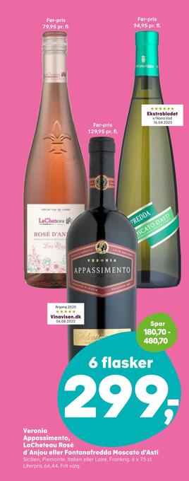 SuperBrugsen Veronia appassimento, lacheteau rosé d'anjou eller fontanafredda moscato d'asti tilbud