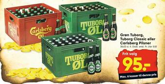 Bilka Grøn tuborg, tuborg classic eller carlsberg pilsner tilbud