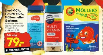 Bilka Livol +10%, futura +10%, môllers, eller gerimax tilbud